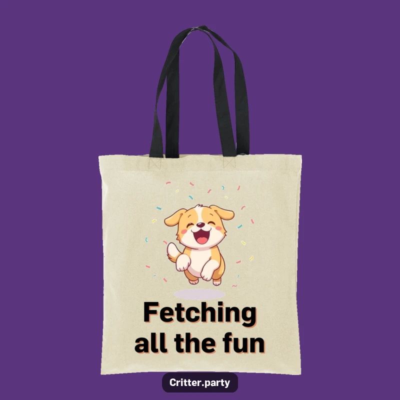 Funny Excited Dog Confetti Tote Bag: Carry Your Party Spirit