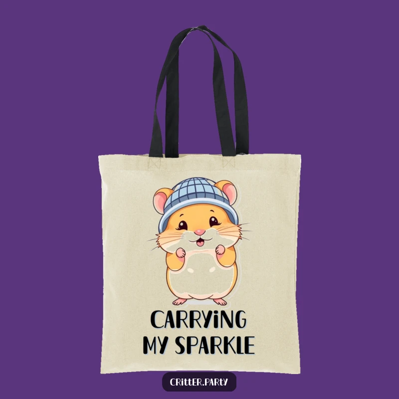 Funny Hamster Disco Ball Tote Bag: Cute Character Party Bag