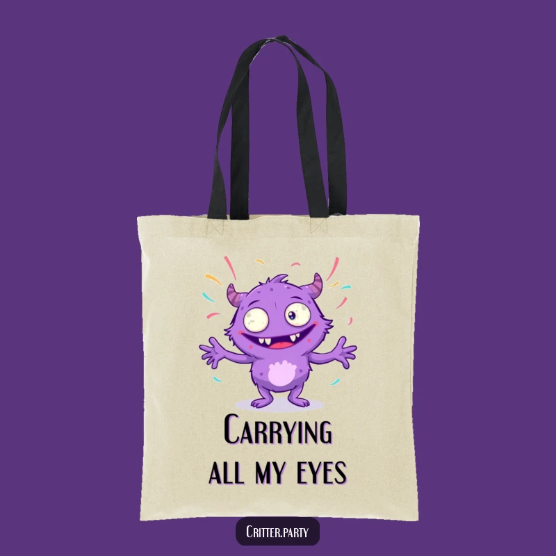 Funny Monster Tote Bag: Carry the Party with This Dancing Purple Creature