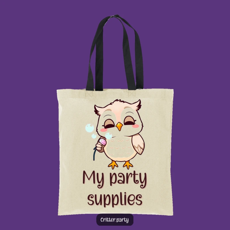 Funny Owl Party Tote Bag: Bubble Fun, Perfect Gift for Owl Lovers