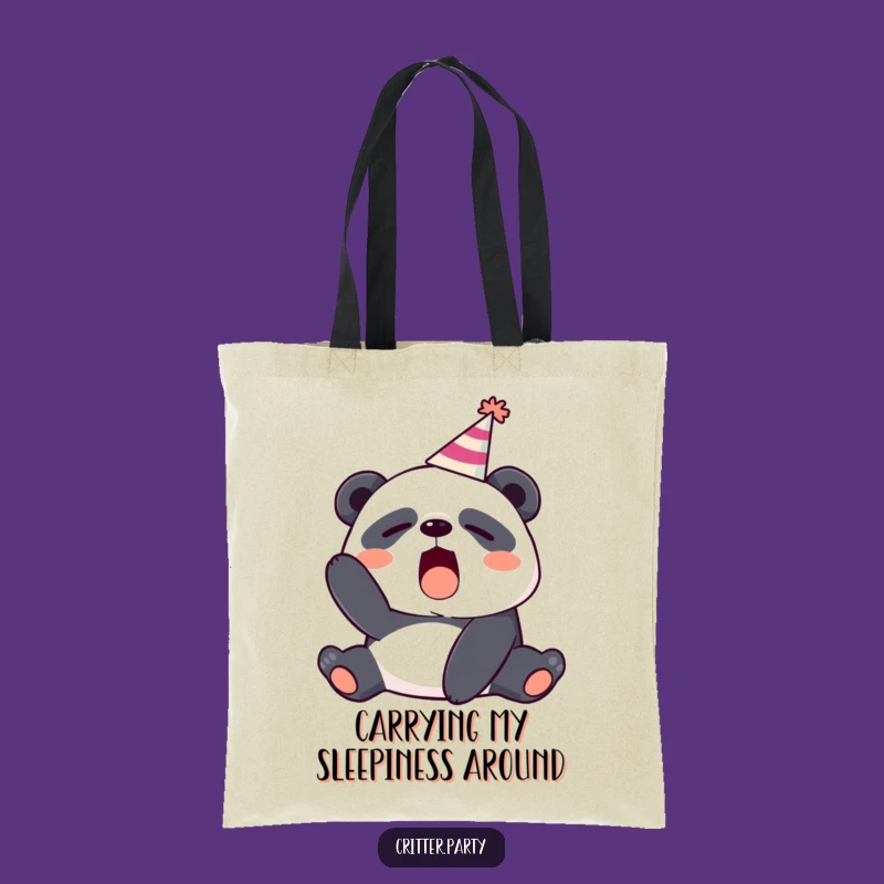 Funny Sleepy Panda Yawning Party Hat Tote Bag - Carry Your Laughs in Style!