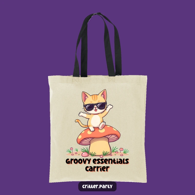 Funny Winking Cat Sunglasses Mushroom Dance Tote Bag: Carry Your Fun Everywhere