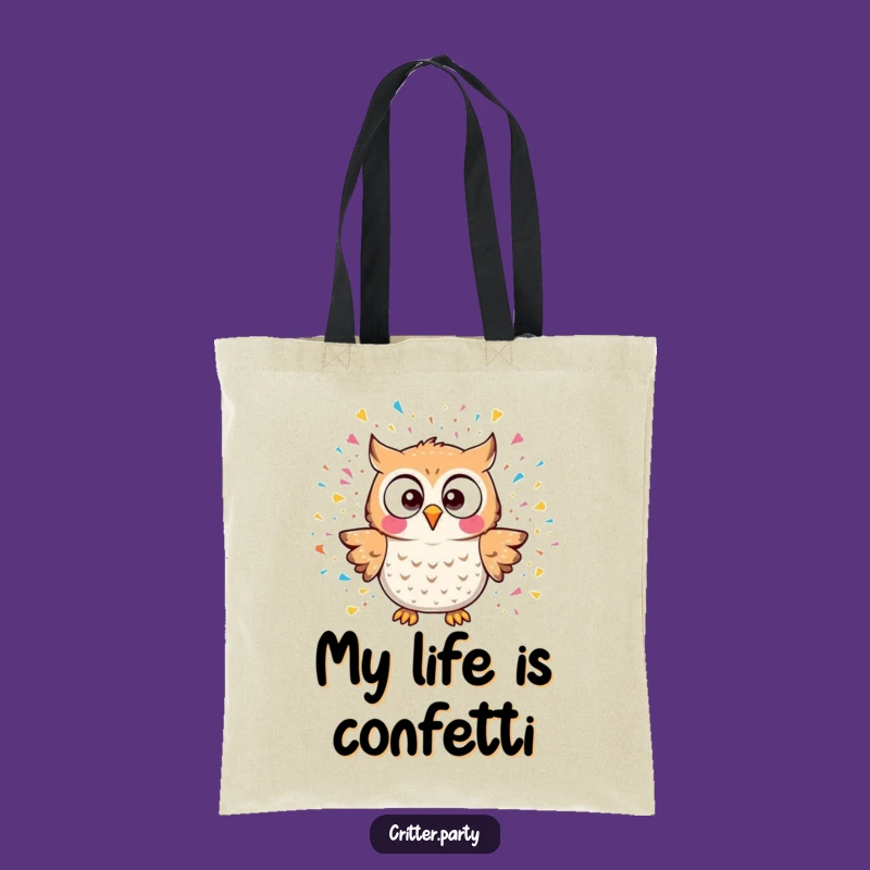 Stylish Funny Kawaii Owl Confetti Explosion Tote Bag, Chic Surprise Gift Accessory